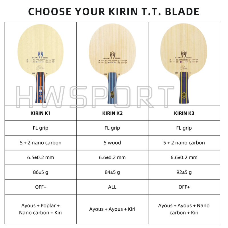 LOKI Kirin K1 K2 K3 Table Tenn - Table Tennis Bat Butterfly review and price